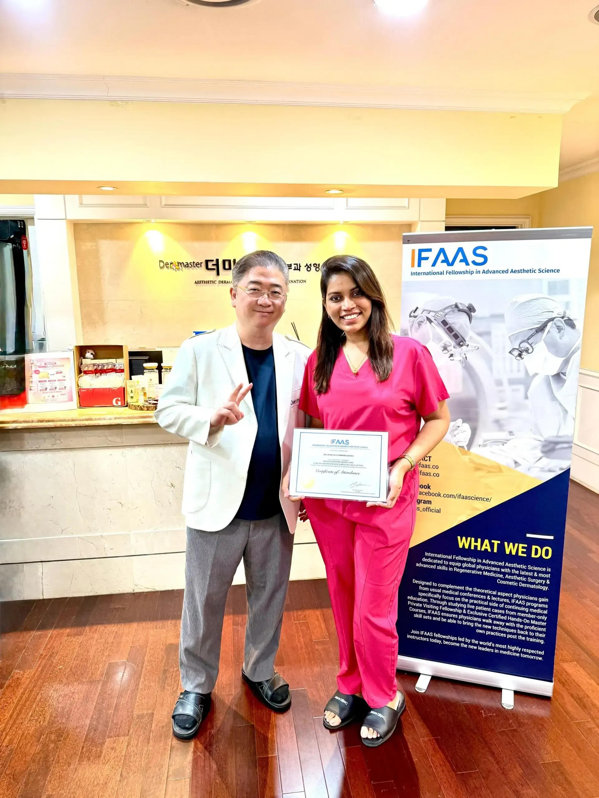 Dr Dineli receiving her IFAAS hands on mini fellowship certificate in South Korea